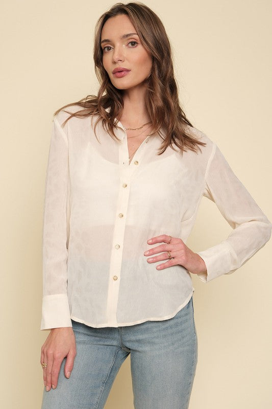 Leopard Jaquard Button Down Shirt