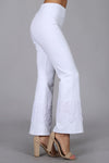 Flare Pants W/ Lace Trim - White