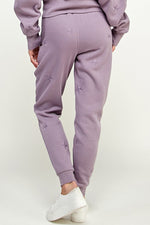 Fleece Relaxed Jogger w/ Star Embroidery - Dusty Purple