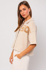 Crochet Short Sleeve Sweater Top