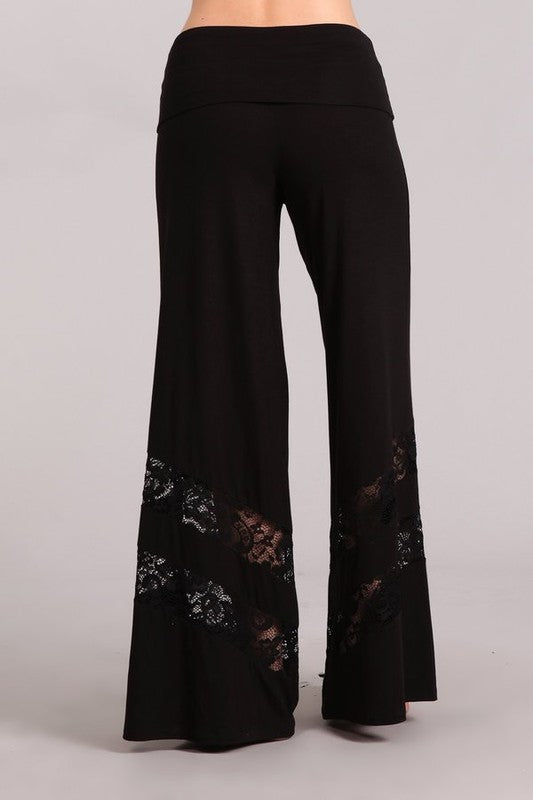 Wide Leg Palazzo Pants - Black