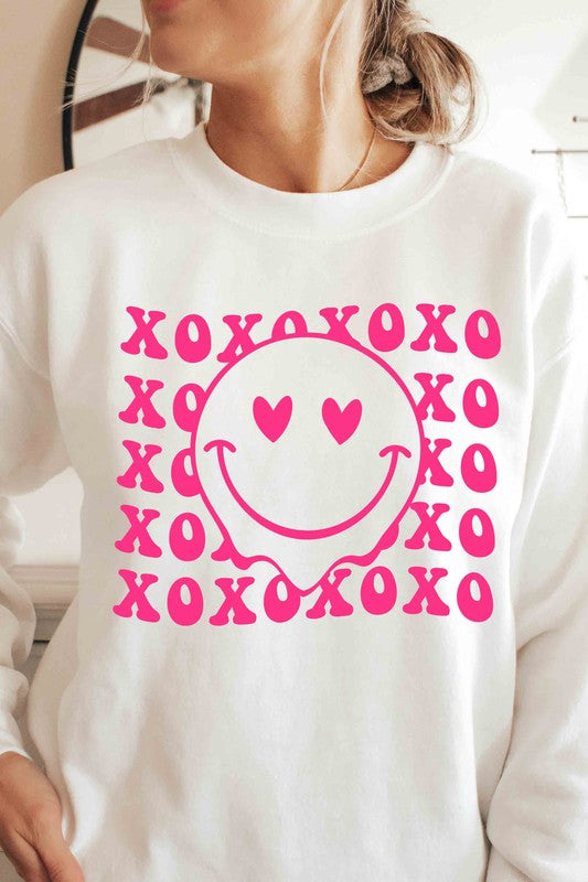 XOXO Heart Eyes Happy Face Graphic Sweatshirt