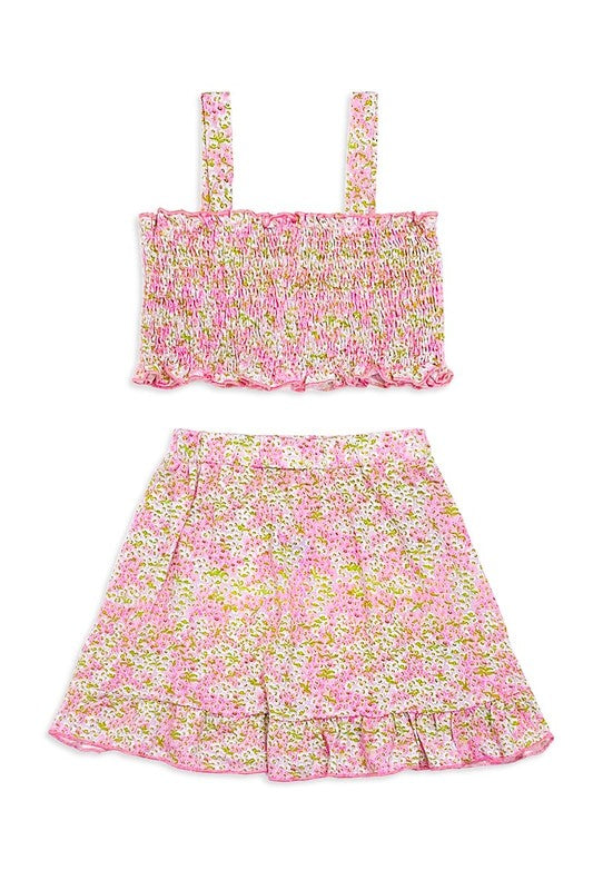 2pc Floral Skirt Set - Girls