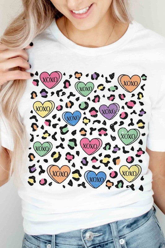 Leopard Candy Hearts Graphic Tee