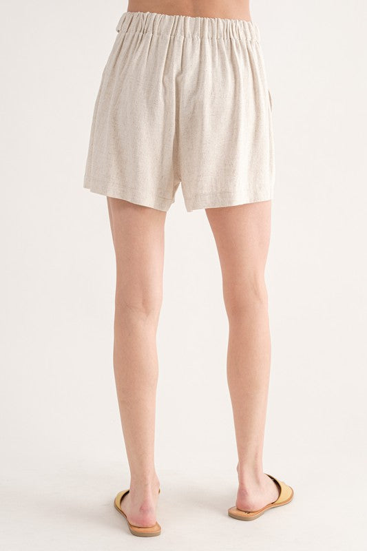 Linen Shorts With Button Details