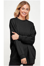 Fleece Basic Oversized Crew Neck Sweatshirt