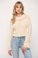 Pointelle Knit Crop Sweater