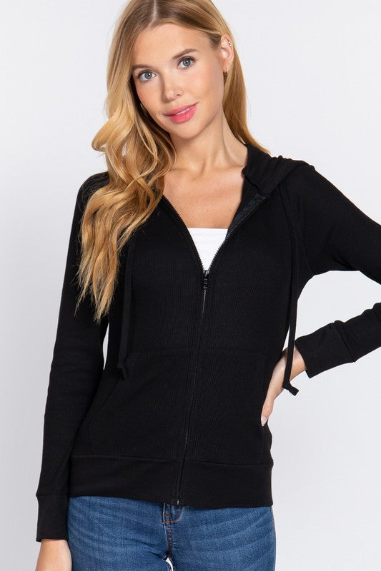 Zip Up Hoodie w/ Kangaroo Pocket Thermal Jacket