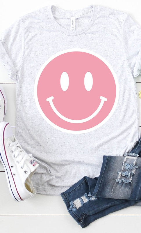 Pink Smiley Face Graphic Tee